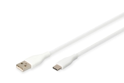DIGITUS USB 2.0 Kabel Typ C -A Silikon St/St 1m weiß