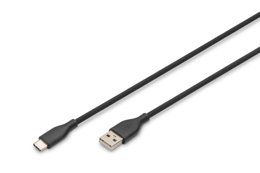 DIGITUS USB 2.0 kabel Typ C -A Silikon St/St 2m schwarz