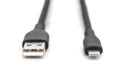 DIGITUS USB 2.0 Kabel Typ A-Lightning Silikon 2m MFI schwarz