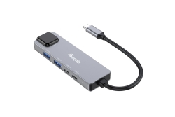 Equip Adapter USB-C->RJ45/2xUSB-A/USB-C/PD 0.25m Alu.