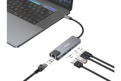 Equip Adapter USB-C->RJ45/2xUSB-A/USB-C/PD 0.25m Alu.
