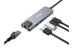 Equip Adapter USB-C->RJ45/2xUSB-A/USB-C/PD 0.25m Alu.