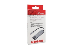 Equip Adapter USB-C->RJ45/2xUSB-A/USB-C/PD 0.25m Alu.