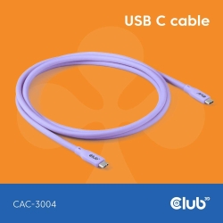 Club3D Lifestyle USB-C Kabel PD 240W,20Gbps 2m lila St/St...