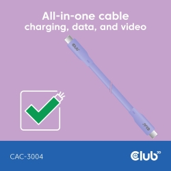Club3D Lifestyle USB-C Kabel PD 240W,20Gbps 2m lila St/St retail