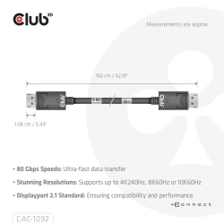 Club3D DP-Kabel 2.1 DP80 zertifiziert 1,6m 10K/8K/4K...