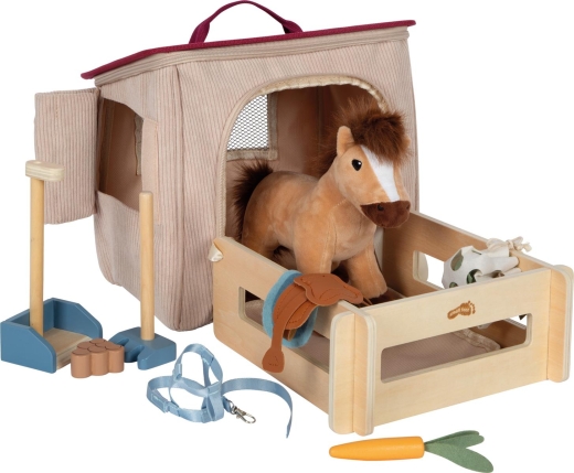 Spielset Pferd mit Stall und Zubehör in der Tasche