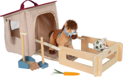 Spielset Pferd mit Stall und Zubehör in der Tasche