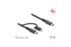 DELOCK USB2 in 1Kabel USB Type-C zu Type-C/Lightning 2m MFi