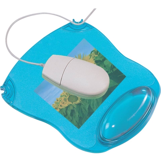 Mousepad mit Handgelenkauflage - blau-transparent