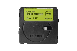 Schriftband Brother 12mmx4m schwarz/hellgrün BTAG-G31