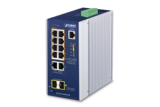 PLANET Industrial 8-Port Managed Switch IGS-4215-8UP2T2S