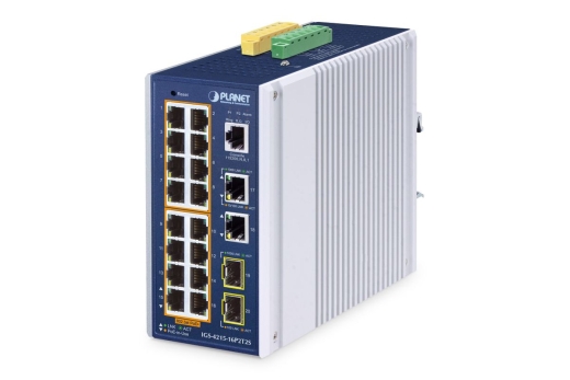PLANET Industrial 16-Port PoE+ Managed Switch IGS-4215-16P2T
