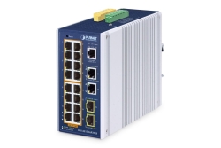 PLANET Industrial 16-Port PoE+ Managed Switch IGS-4215-16P2T