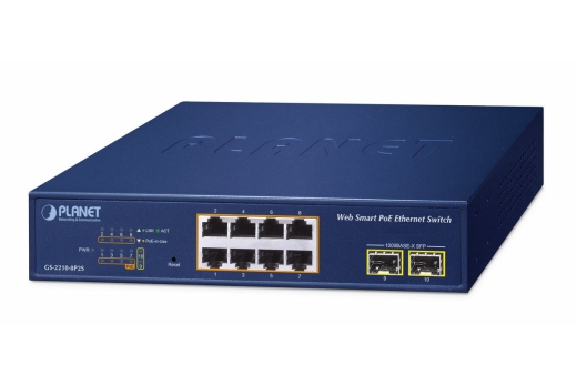 PLANET 8-Port Poe+ Web Smart Switch GS-2210-8P2S