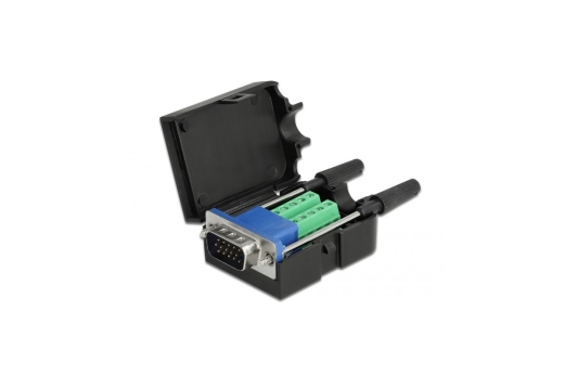 DELOCK VGA15 Stecker zu Terminalblock Adapter mit Gehäuse