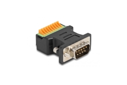 DELOCK D-Sub 9 St > Terminalblock Adapter mit Drucktaster