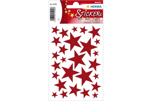 HERMA MAGIC WEIHN. STERNE ROT, GLITTERY