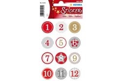 HERMA DECOR ADVENTSKALENDERZ.1-24, ROT Ø 2 cm