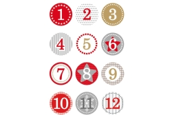 HERMA DECOR ADVENTSKALENDERZ.1-24, ROT Ø 2 cm