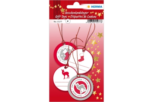 HERMA WEIHN. GESCHENKANHÄNGER 3D, ROT Ø 5 CM