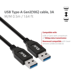 Club3D Kabel USB Typ-A Gen2 0,5m 10 Gbps St/St retail