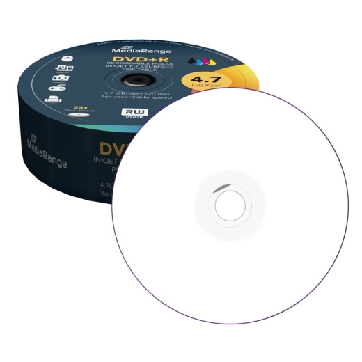 DVD+R - 4.7GB/120Min, 16-fach/Spindel, bedruckbar, Packung mit 25 Stück