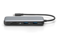 DIGITUS Docking USB-C->HDMI,USB3.2,RJ45,SD,MicroSD,PD Alu si