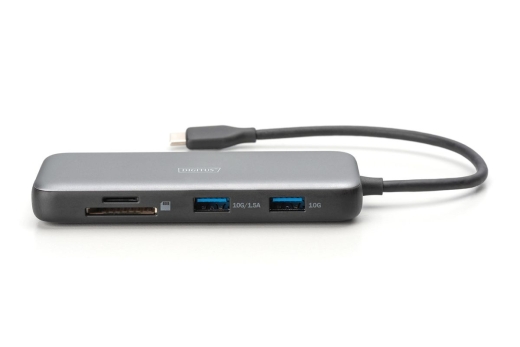 DIGITUS Docking USB-C->HDMI,USB3.0,RJ45,SD,MicroSD,CPD Alu s