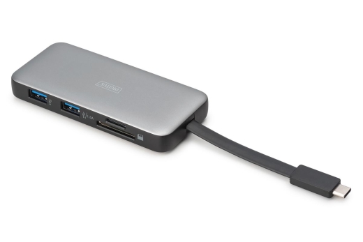 DIGITUS Docking USB-C->HDMI,USB3.2,RJ45,SD,MicroSD,PD silber
