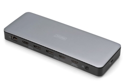 DIGITUS Docking USB-C->HDMI,DP,USBA,USBC,RJ45,DC,Audio silbe