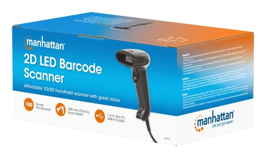 MANHATTAN 2D LED Barcodescanner 320mm 1,4m USB-Kabel schwarz