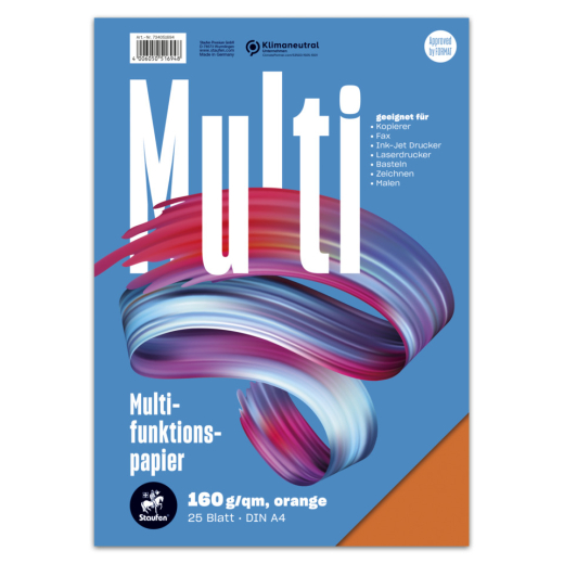 Multifunktionspapier 7X PLUS - A4, 160 g/qm, orange, 25 Blatt