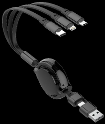 2GO USB/USB-C 5in1 Ladekabel Micro-USB/Lightn/USB-C 100cm sw