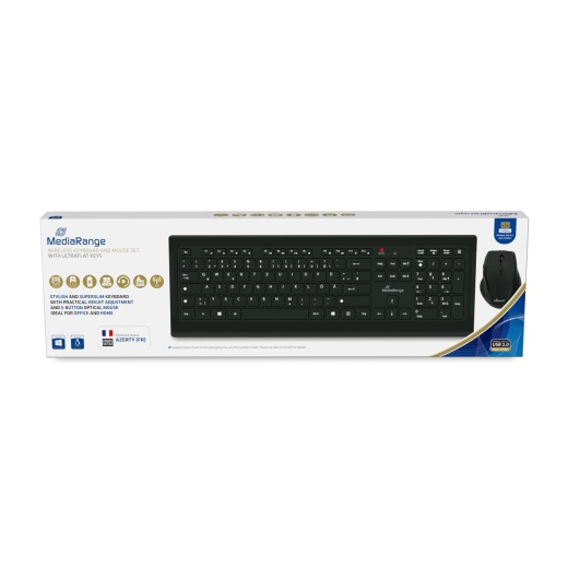 MediaRange Tastatur-Set + optis. 5 Tasten Funk-Maus (FR) sw