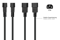 kabelmeister Netzkabel C14 Schutzkontakt-Buchse schw. 0,5m
