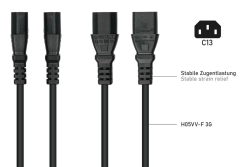 kabelmeister Kaltgeräteverläng. Stecker C14 / C13 schw. 1m