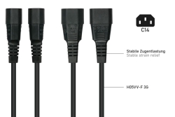 kabelmeister Kaltgeräteverläng. Stecker C14 / C13 schw. 1m
