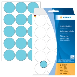 2273 Vielzwecketiketten - blau, Ø 32 mm, matt, 480...