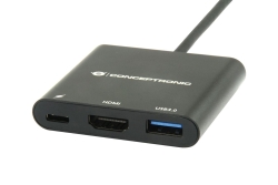 CONCEPTRONIC 3-1 Dock USB-C->HDMI/USB-A/100WPD 25cm sw