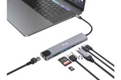 Equip Adapter USB-C->HDMI/GbE/2xUSB-A/+ 4K/ 30Hz 0.25m Alu.