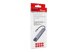Equip Adapter USB-C->HDMI/GbE/2xUSB-A/+ 4K/ 30Hz 0.25m Alu.