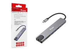 Equip Adapter USB-C->HDMI/GbE/2xUSB-A/+ 4K/ 30Hz 0.25m Alu.