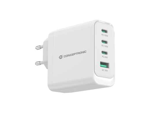 CONCEPTRONIC Ladegerät 4Port GaN 3xUSB-C/1xA100WPD3.0/PPS ws