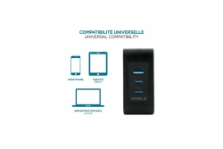 Mobilis Wall Charger 100W 2 USB-C+1 USB A GaN+cable 2m 100W