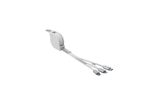 DELOCK USB Type-C 3 in 1 Aufrollladekabel weiß