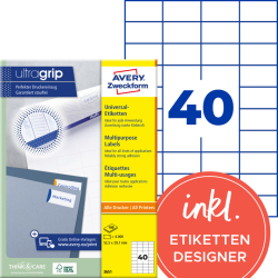 3651 Universal-Etiketten ultragrip - 52,5 x 29,7 mm,...