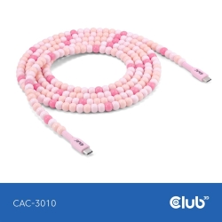 Club3D Lifestyle USB-C Perlen-Kabel PD60W,480Mbps 2m rosa retail