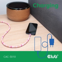 Club3D Lifestyle USB-C Perlen-Kabel PD60W,480Mbps 2m rosa retail