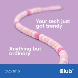 Club3D Lifestyle USB-C Perlen-Kabel PD60W,480Mbps 2m rosa retail